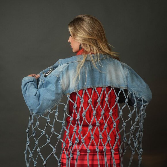 Unique Upcycled Denim Jacket, Street Style, Harajuku, Casual, Oversized, Size S - Picture 6 of 11